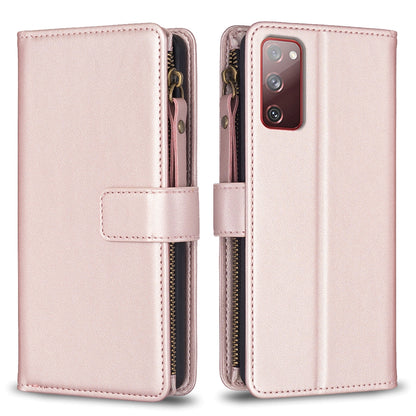 Samsung Galaxy S20 FE Leather Flip Phone Case with Zipper Wallet and 9 Card Slots, Durable PU + TPU Material