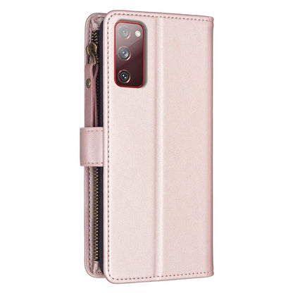 Samsung Galaxy S20 FE Leather Flip Phone Case with Zipper Wallet and 9 Card Slots, Durable PU + TPU Material