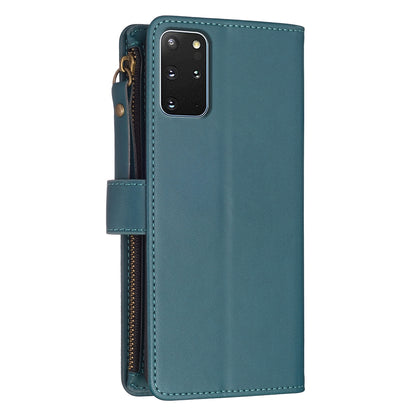 Samsung Galaxy S20+ Leather Flip Phone Case with Zipper Wallet and 9 Card Slots, Durable PU + TPU Material