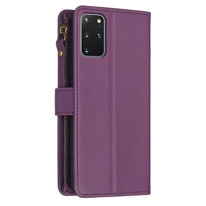 Samsung Galaxy S20+ Leather Flip Phone Case with Zipper Wallet and 9 Card Slots, Durable PU + TPU Material