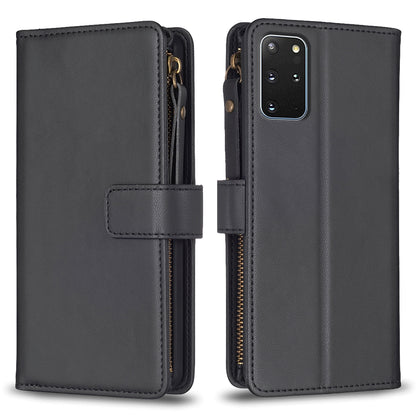 Samsung Galaxy S20+ Leather Flip Phone Case with Zipper Wallet and 9 Card Slots, Durable PU + TPU Material