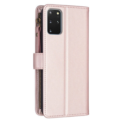 Samsung Galaxy S20+ Leather Flip Phone Case with Zipper Wallet and 9 Card Slots, Durable PU + TPU Material