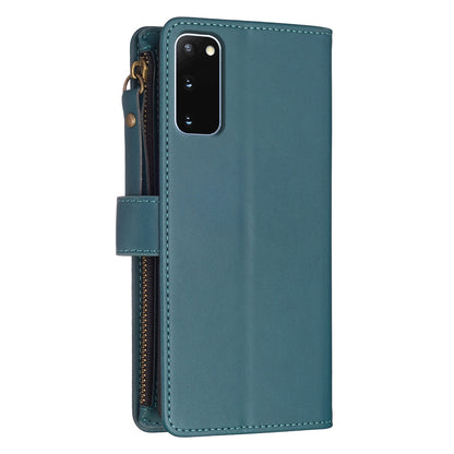 Samsung Galaxy S20 Leather Flip Phone Case with Zipper Wallet and 9 Card Slots, Durable PU + TPU Material