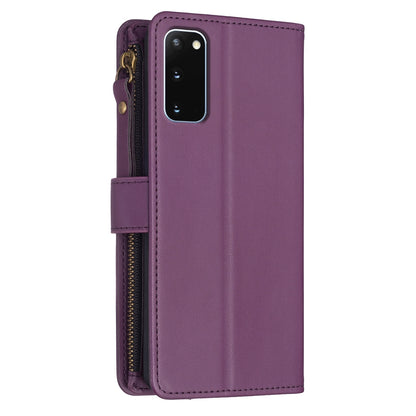 Samsung Galaxy S20 Leather Flip Phone Case with Zipper Wallet and 9 Card Slots, Durable PU + TPU Material