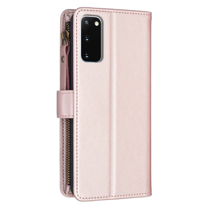 Samsung Galaxy S20 Leather Flip Phone Case with Zipper Wallet and 9 Card Slots, Durable PU + TPU Material