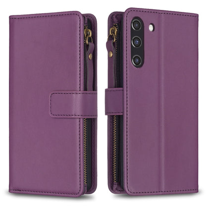 Samsung Galaxy S21 FE 5G Leather Flip Phone Case with Zipper Wallet and 9 Card Slots, Durable PU + TPU Material