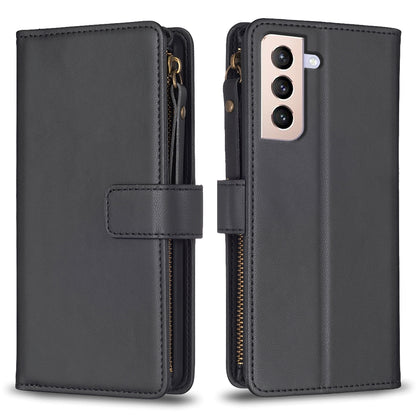 Samsung Galaxy S21+ 5G Leather Flip Phone Case with Zipper Wallet and 9 Card Slots, Durable PU + TPU Material