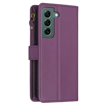 Samsung Galaxy S22+ 5G Leather Flip Phone Case with Zipper Wallet and 9 Card Slots, Durable PU + TPU Material