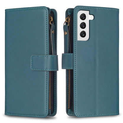 Samsung Galaxy S22 5G Leather Flip Phone Case with Zipper Wallet and 9 Card Slots, Durable PU + TPU Material