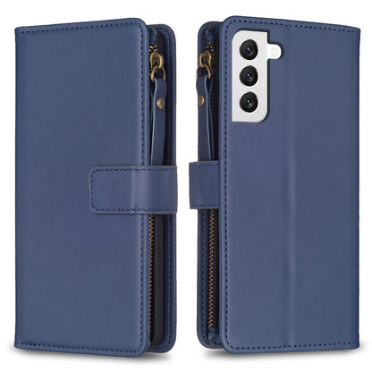 Samsung Galaxy S22 5G Leather Flip Phone Case with Zipper Wallet and 9 Card Slots, Durable PU + TPU Material