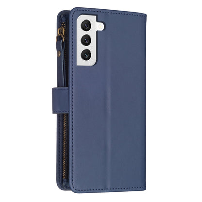 Samsung Galaxy S22 5G Leather Flip Phone Case with Zipper Wallet and 9 Card Slots, Durable PU + TPU Material