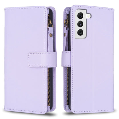 Samsung Galaxy S22 5G Leather Flip Phone Case with Zipper Wallet and 9 Card Slots, Durable PU + TPU Material