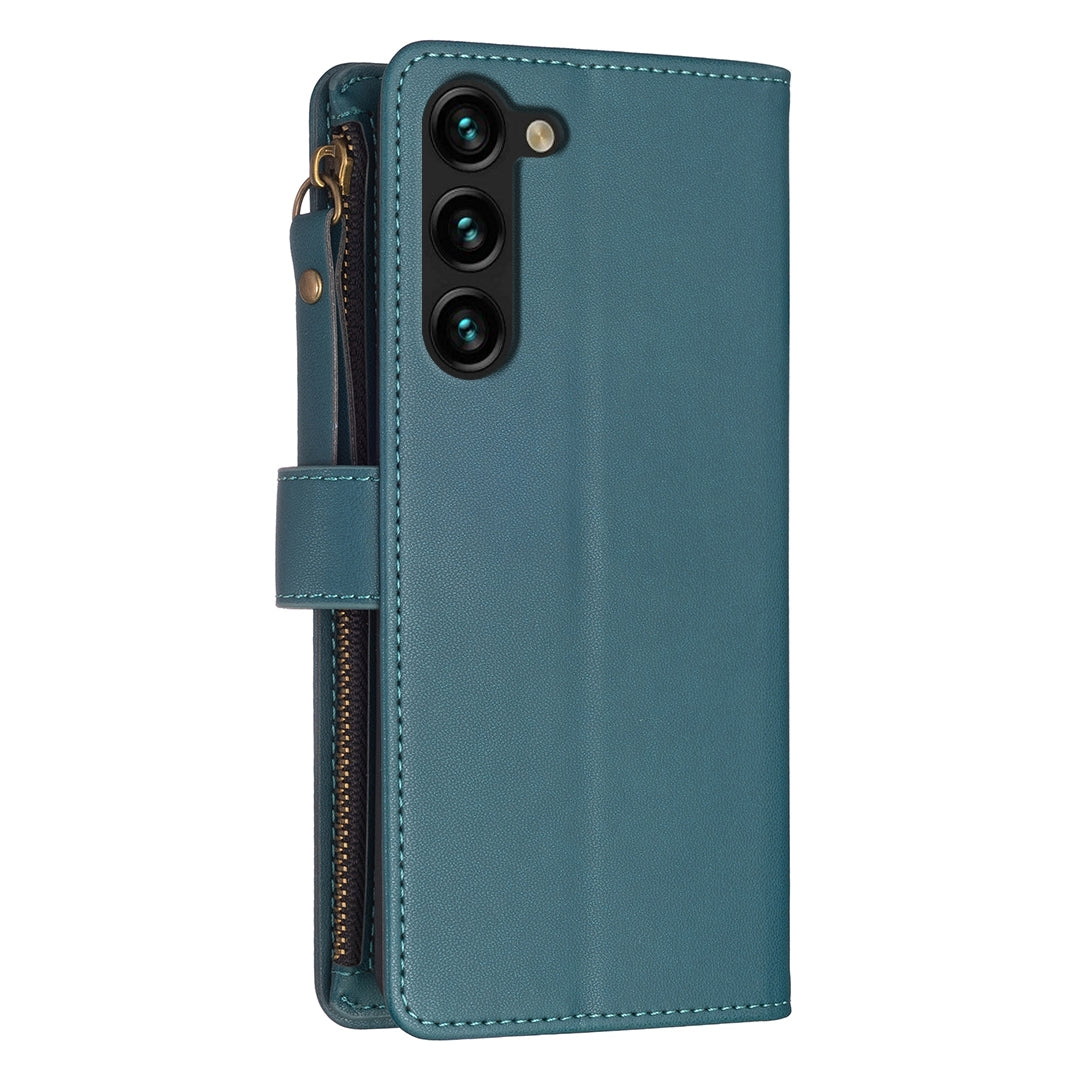 Samsung Galaxy S23+ 5G Leather Flip Phone Case with Zipper Wallet and 9 Card Slots, Durable PU + TPU Material