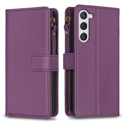 Samsung Galaxy S23 5G Leather Flip Phone Case with Zipper Wallet and 9 Card Slots, Durable PU + TPU Material