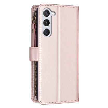 Samsung Galaxy S23 5G Leather Flip Phone Case with Zipper Wallet and 9 Card Slots, Durable PU + TPU Material