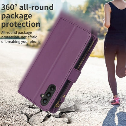 Samsung Galaxy A25 5G Leather Flip Phone Case with Zipper Wallet and 9 Card Slots, Durable PU + TPU Material