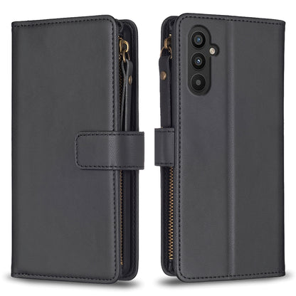 Samsung Galaxy A25 5G Leather Flip Phone Case with Zipper Wallet and 9 Card Slots, Durable PU + TPU Material