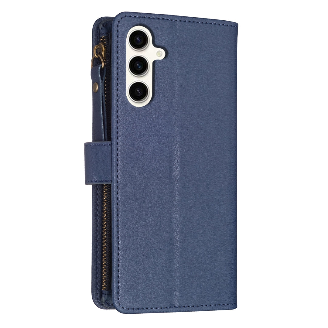 Samsung Galaxy S23 FE 5G Leather Flip Phone Case with Zipper Wallet and 9 Card Slots, Durable PU + TPU Material