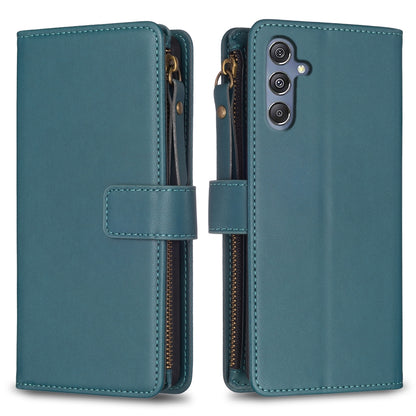 Samsung Galaxy M34 5G Leather Flip Phone Case with Zipper Wallet and 9 Card Slots, Durable PU + TPU Material