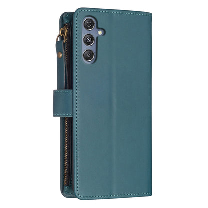 Samsung Galaxy M34 5G Leather Flip Phone Case with Zipper Wallet and 9 Card Slots, Durable PU + TPU Material