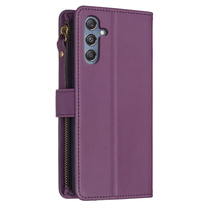 Samsung Galaxy M34 5G Leather Flip Phone Case with Zipper Wallet and 9 Card Slots, Durable PU + TPU Material