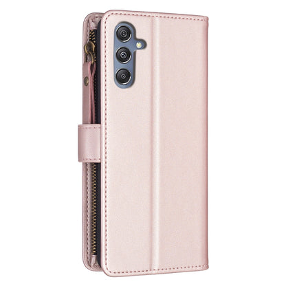 Samsung Galaxy M34 5G Leather Flip Phone Case with Zipper Wallet and 9 Card Slots, Durable PU + TPU Material