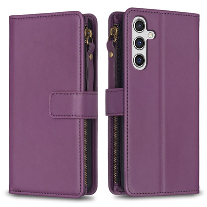 Samsung Galaxy A15 Leather Flip Phone Case with Zipper Wallet and 9 Card Slots, Durable PU + TPU Material