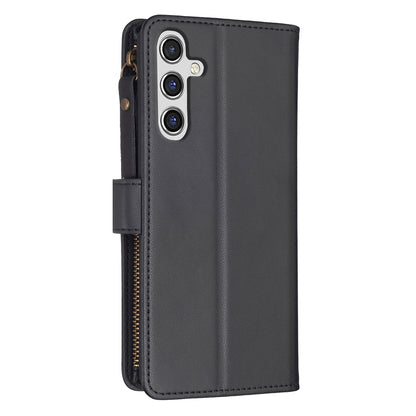 Samsung Galaxy A15 Leather Flip Phone Case with Zipper Wallet and 9 Card Slots, Durable PU + TPU Material