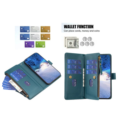 Samsung Galaxy A55 Leather Flip Phone Case with Zipper Wallet and 9 Card Slots, Durable PU + TPU Material