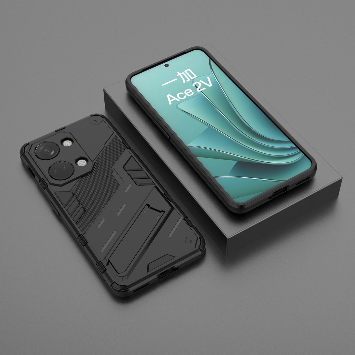 OnePlus Ace 2V Punk Shockproof Phone Case - Punk Armor 2-in-1 PC + TPU with Invisible Holder