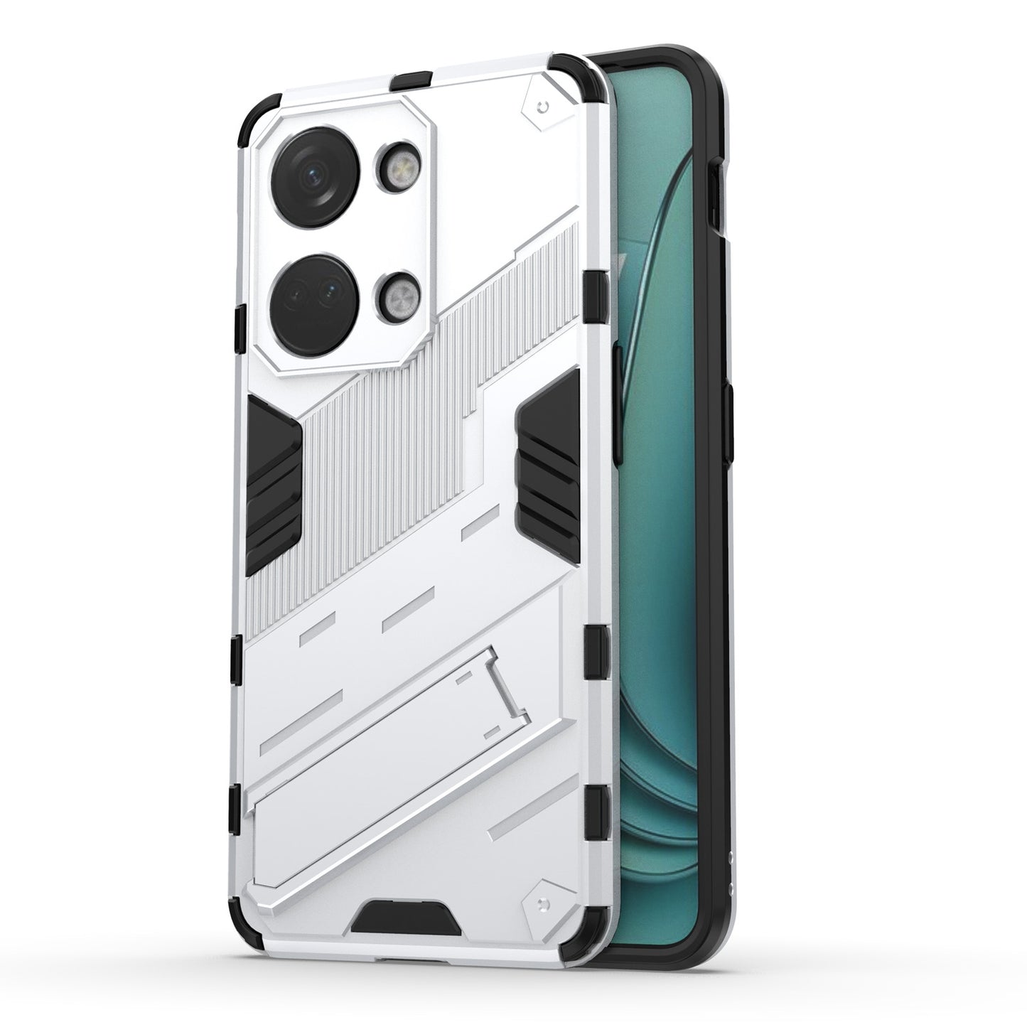 OnePlus Ace 2V Punk Shockproof Phone Case - Punk Armor 2-in-1 PC + TPU with Invisible Holder