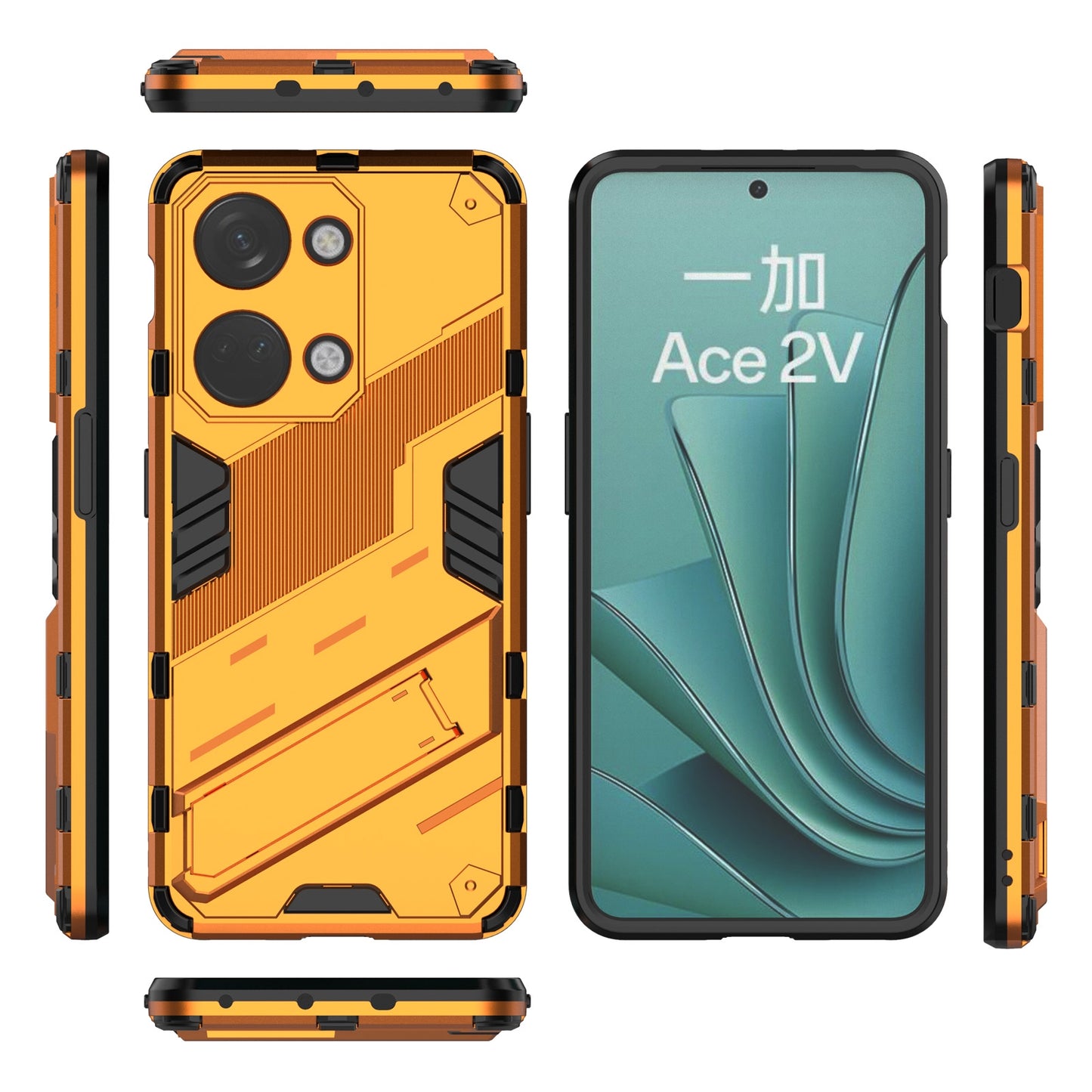 OnePlus Ace 2V Punk Shockproof Phone Case - Punk Armor 2-in-1 PC + TPU with Invisible Holder