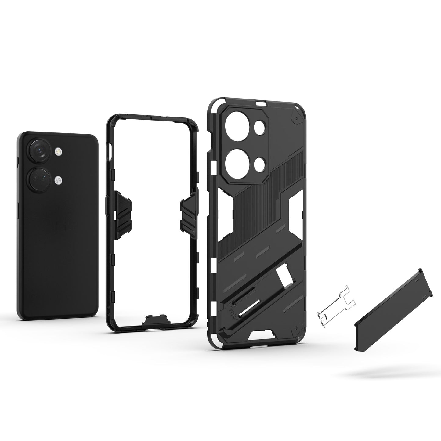 OnePlus Ace 2V Punk Shockproof Phone Case - Punk Armor 2-in-1 PC + TPU with Invisible Holder