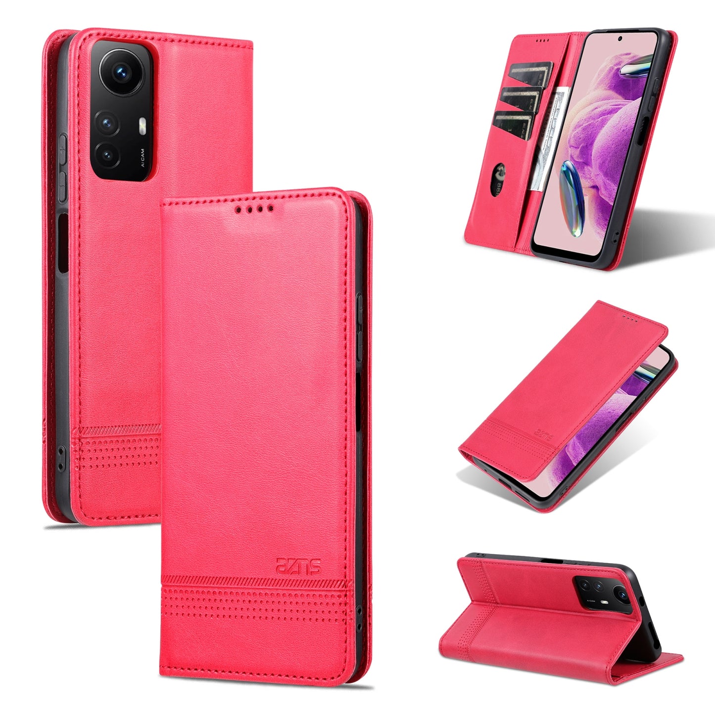 Xiaomi Redmi Note 12S Leather Wallet Case with Card Holder & Magnetic Closure