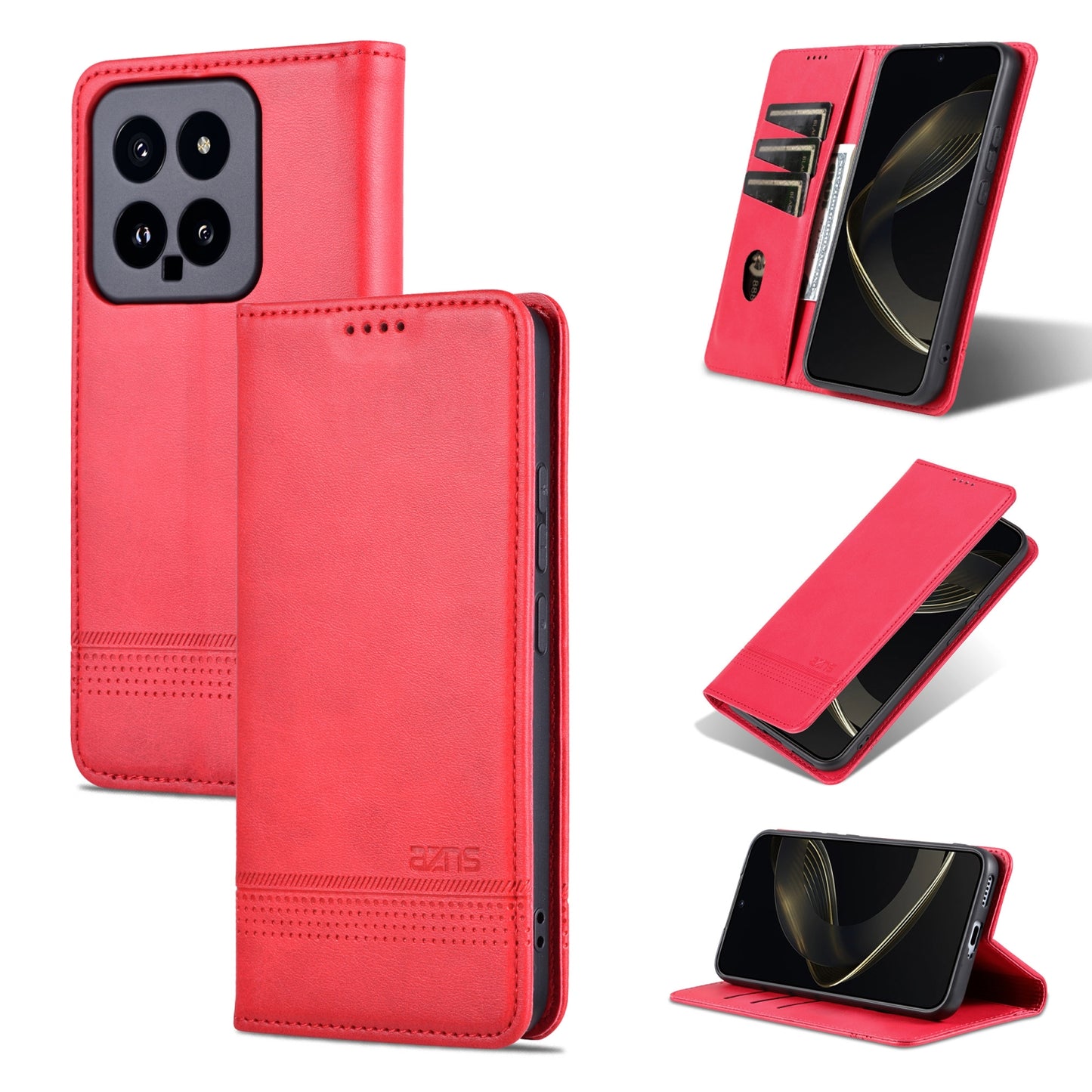 Xiaomi 14 Leather Wallet Case with Card Holder & Magnetic Closure