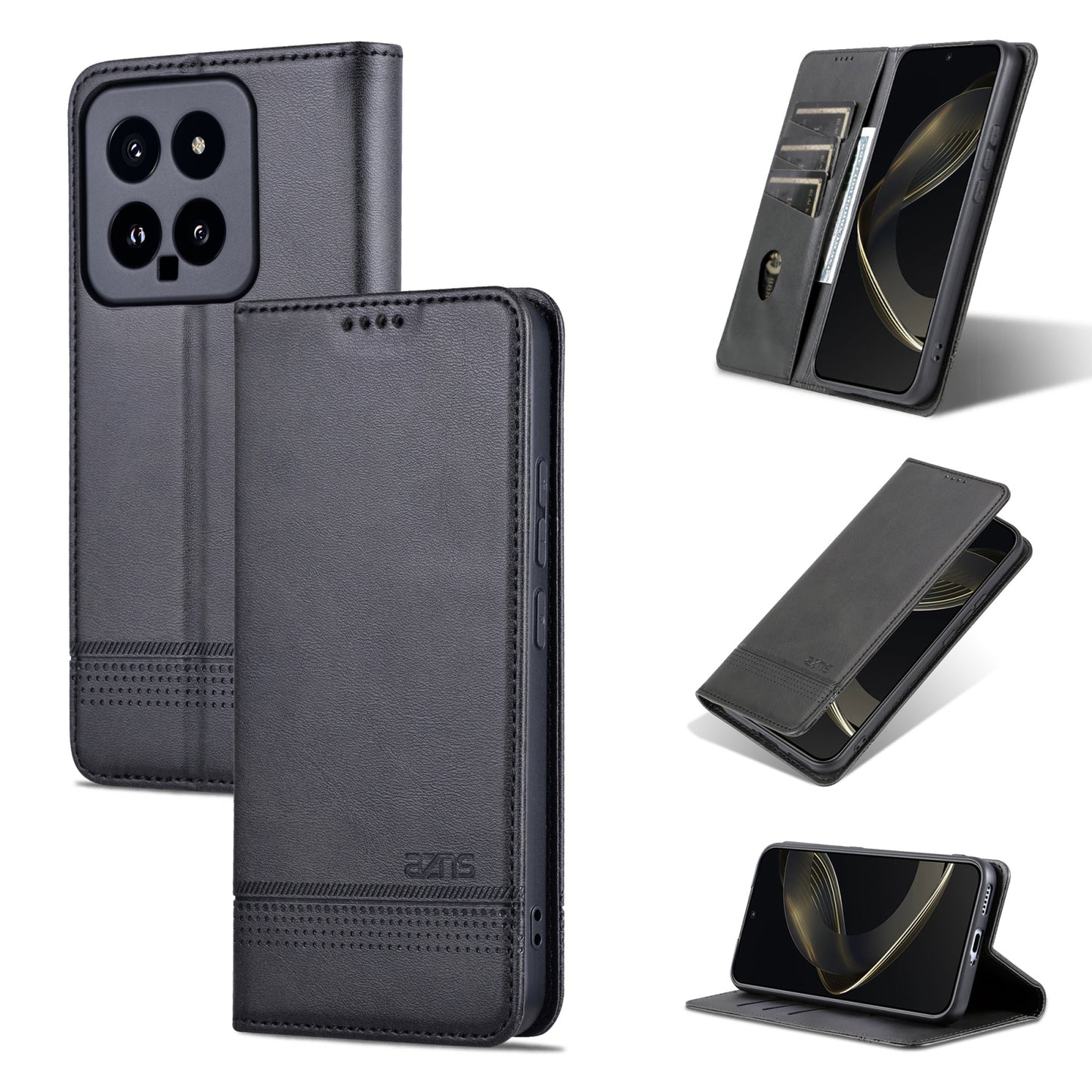 Xiaomi 14 Leather Wallet Case with Card Holder & Magnetic Closure