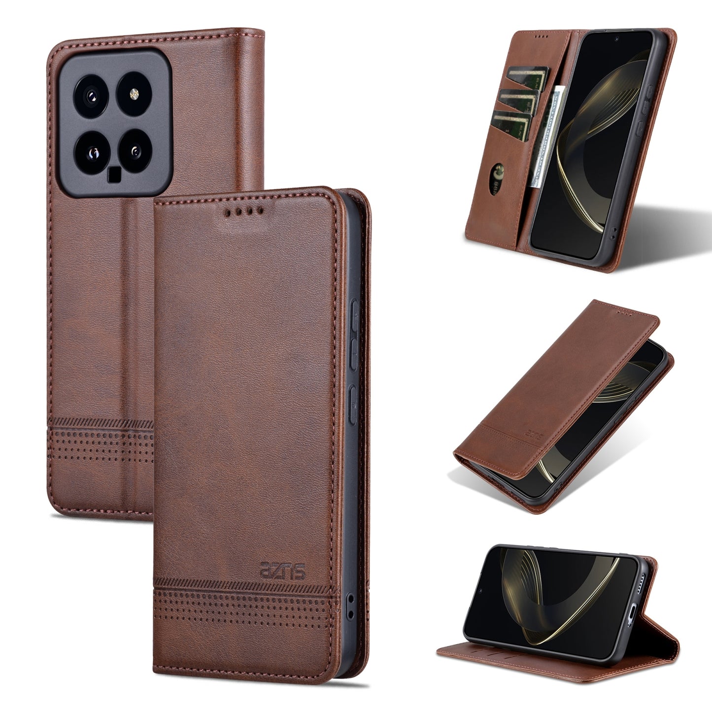 Xiaomi 14 Leather Wallet Case with Card Holder & Magnetic Closure