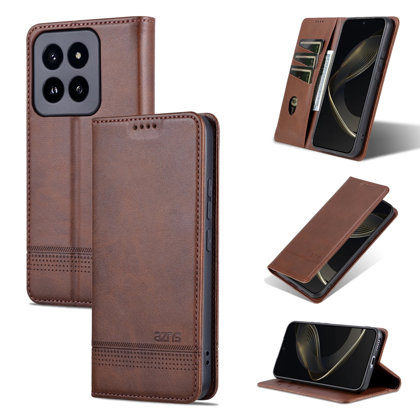 Xiaomi 14 Pro Leather Wallet Case with Card Holder & Magnetic Closure