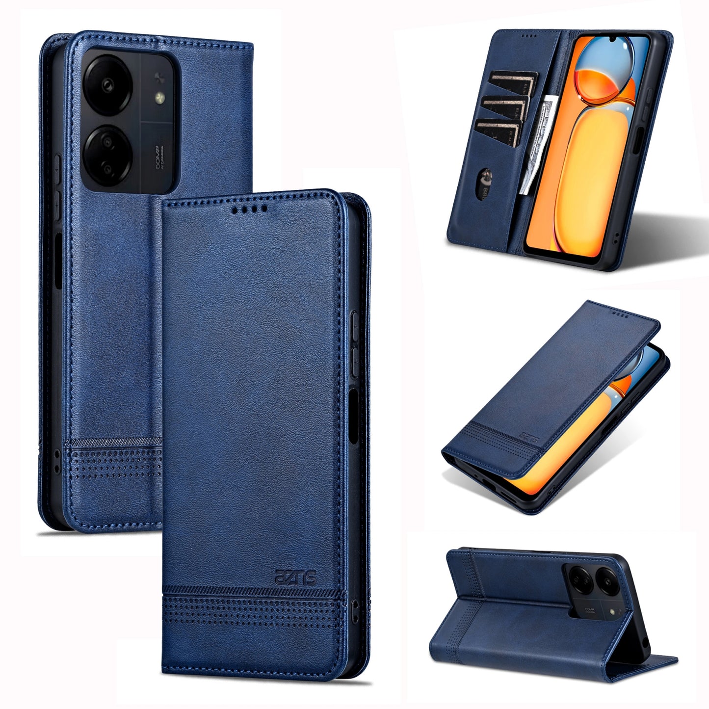 Xiaomi Redmi 13C/Poco C65 Leather Wallet Case with Card Holder & Magnetic Closure