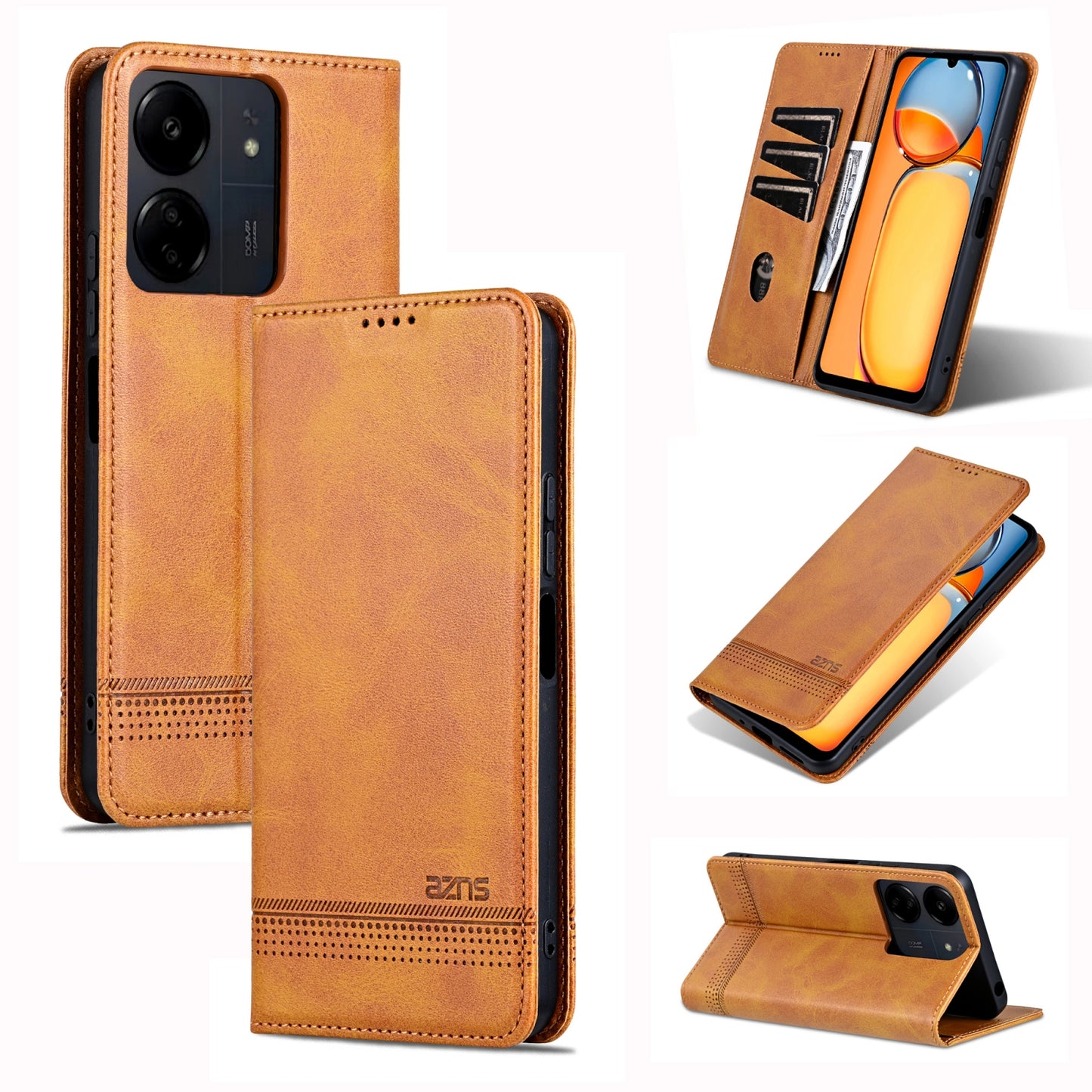 Xiaomi Redmi 13C/Poco C65 Leather Wallet Case with Card Holder & Magnetic Closure