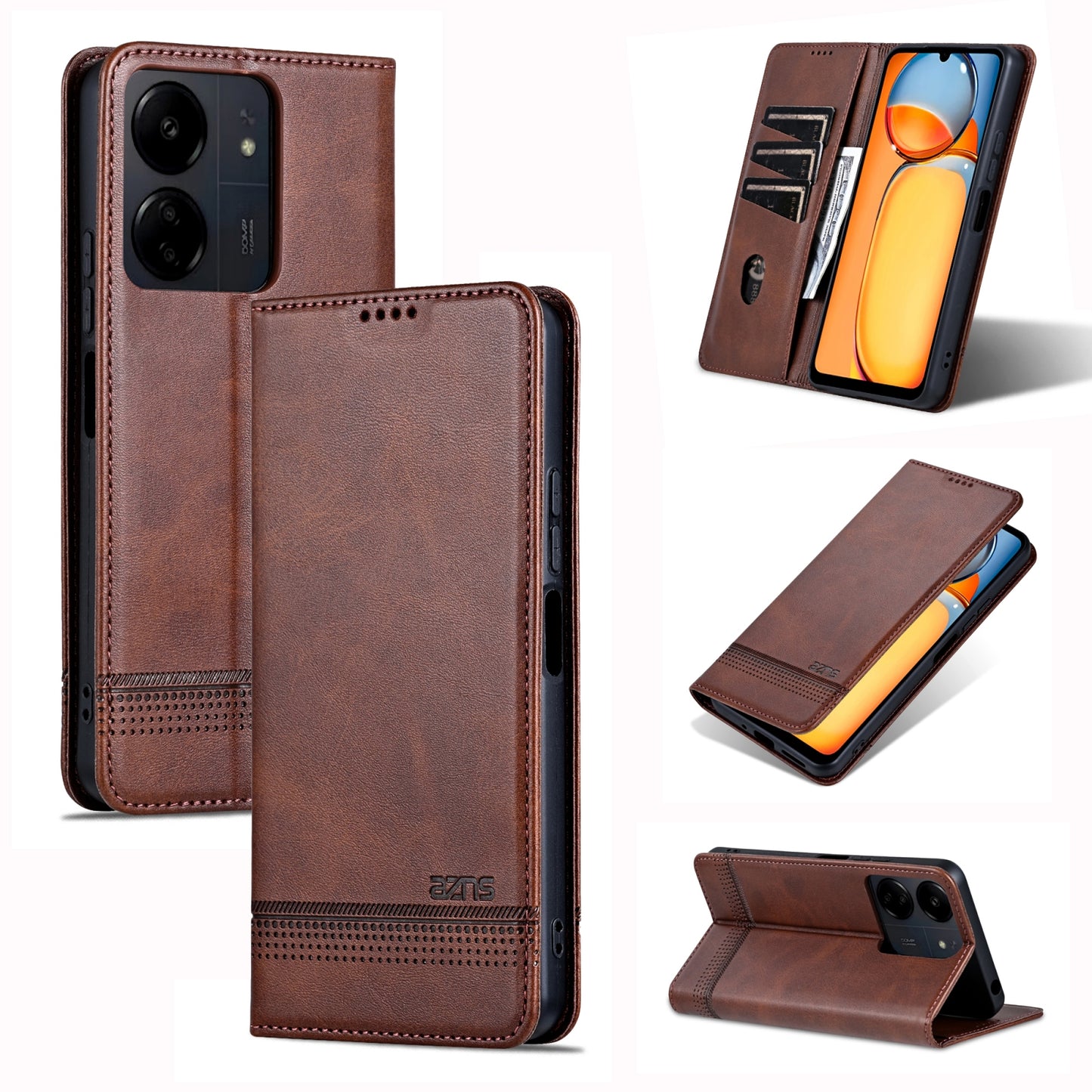 Xiaomi Redmi 13C/Poco C65 Leather Wallet Case with Card Holder & Magnetic Closure