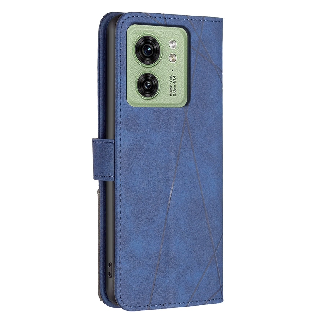 Motorola Edge 40 Rhombus Texture Leather Phone Case with Magnetic Buckle and Card Holder