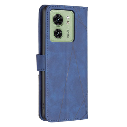 Motorola Edge 40 Rhombus Texture Leather Phone Case with Magnetic Buckle and Card Holder
