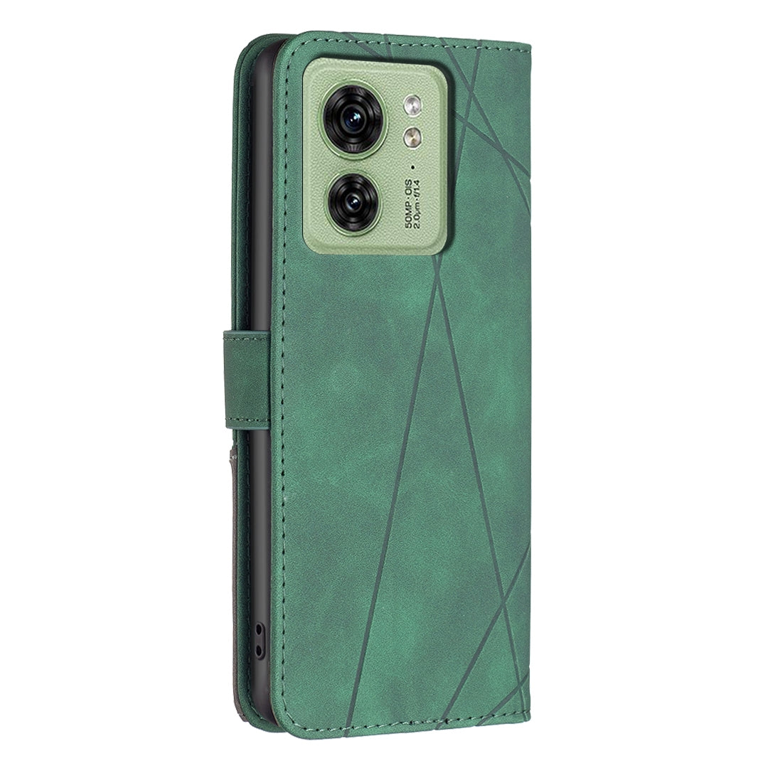 Motorola Edge 40 Rhombus Texture Leather Phone Case with Magnetic Buckle and Card Holder