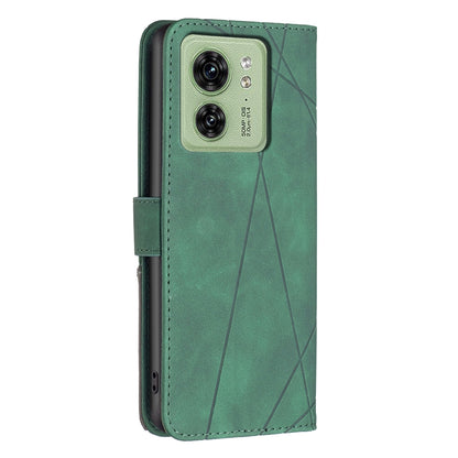 Motorola Edge 40 Rhombus Texture Leather Phone Case with Magnetic Buckle and Card Holder