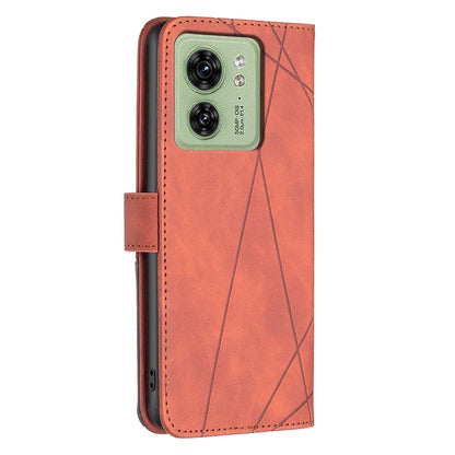 Motorola Edge 40 Rhombus Texture Leather Phone Case with Magnetic Buckle and Card Holder
