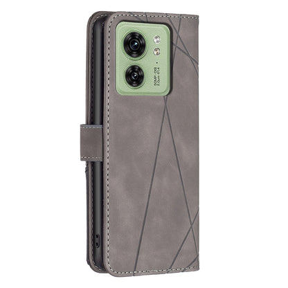 Motorola Edge 40 Rhombus Texture Leather Phone Case with Magnetic Buckle and Card Holder