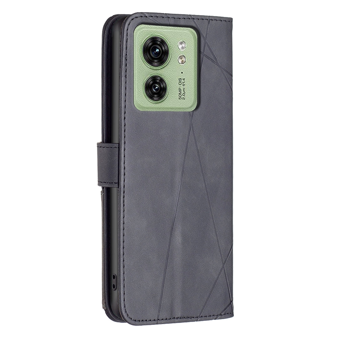 Motorola Edge 40 Rhombus Texture Leather Phone Case with Magnetic Buckle and Card Holder