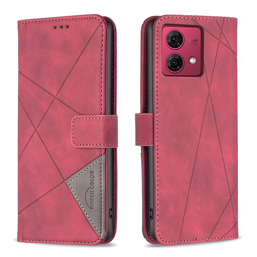 Motorola Moto G84 5G Rhombus Texture Leather Phone Case with Magnetic Buckle and Card Holder
