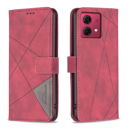 Motorola Moto G84 5G Rhombus Texture Leather Phone Case with Magnetic Buckle and Card Holder